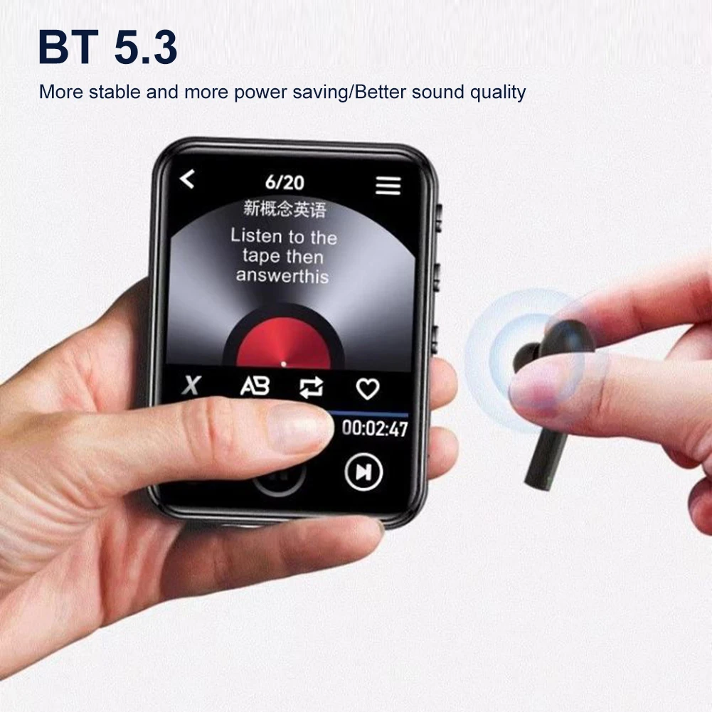 MP4 Player with Speaker Full Touch Screen Music Player Bluetooth-Compatible HiFi MP3 Walkman Support FM Radio Recording E-Book