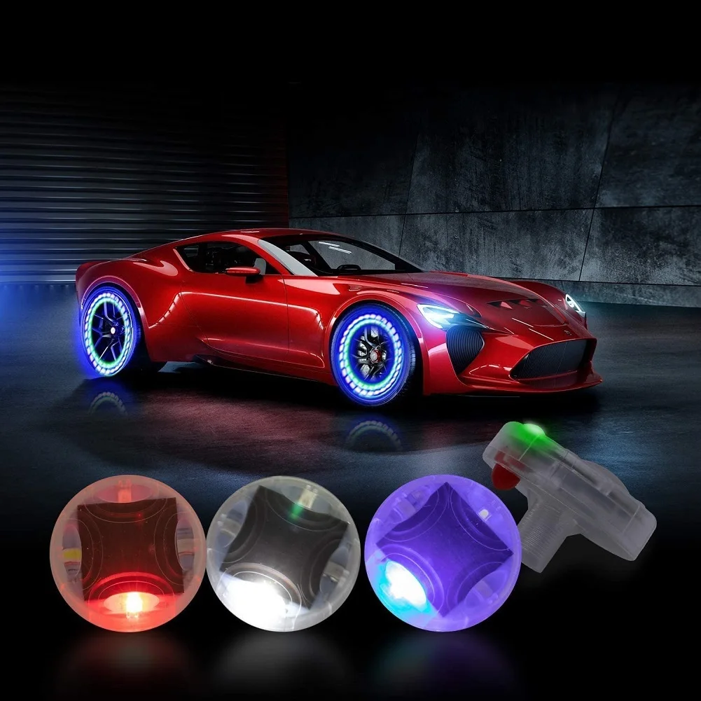 4pcs Car Colorful Led Tire  Wheel Lights Waterproof Corrosion Resistance Anti-aging Hub Lamp Car Bicycle Motorcycles Accessories