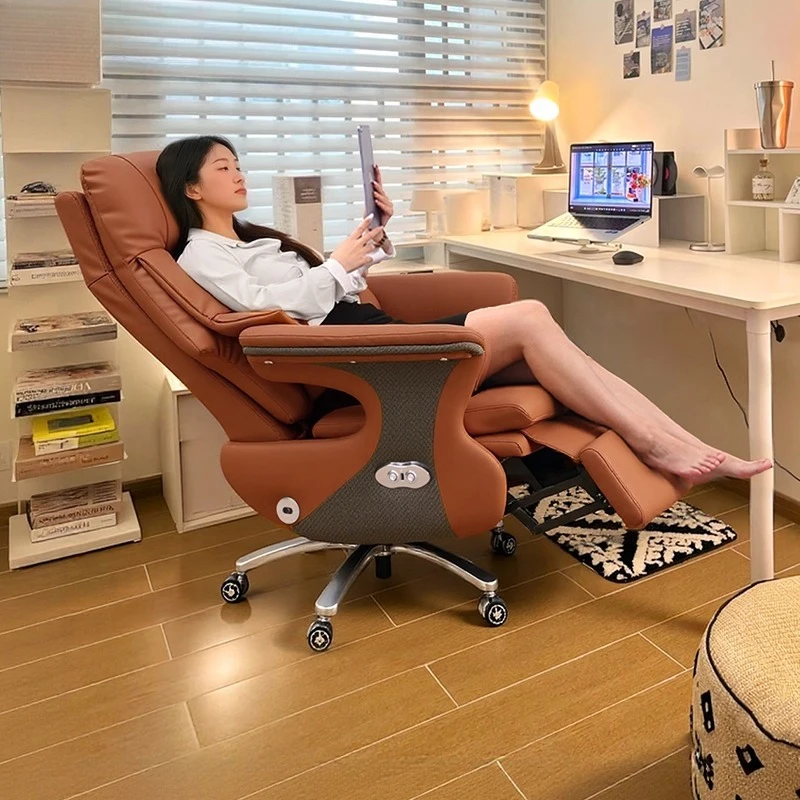 レザー製リクライニング快適電動マッサージアームチェアデスクオフィスチェアゲーマーコンピューター人間工学に基づいたゲーミングチェア