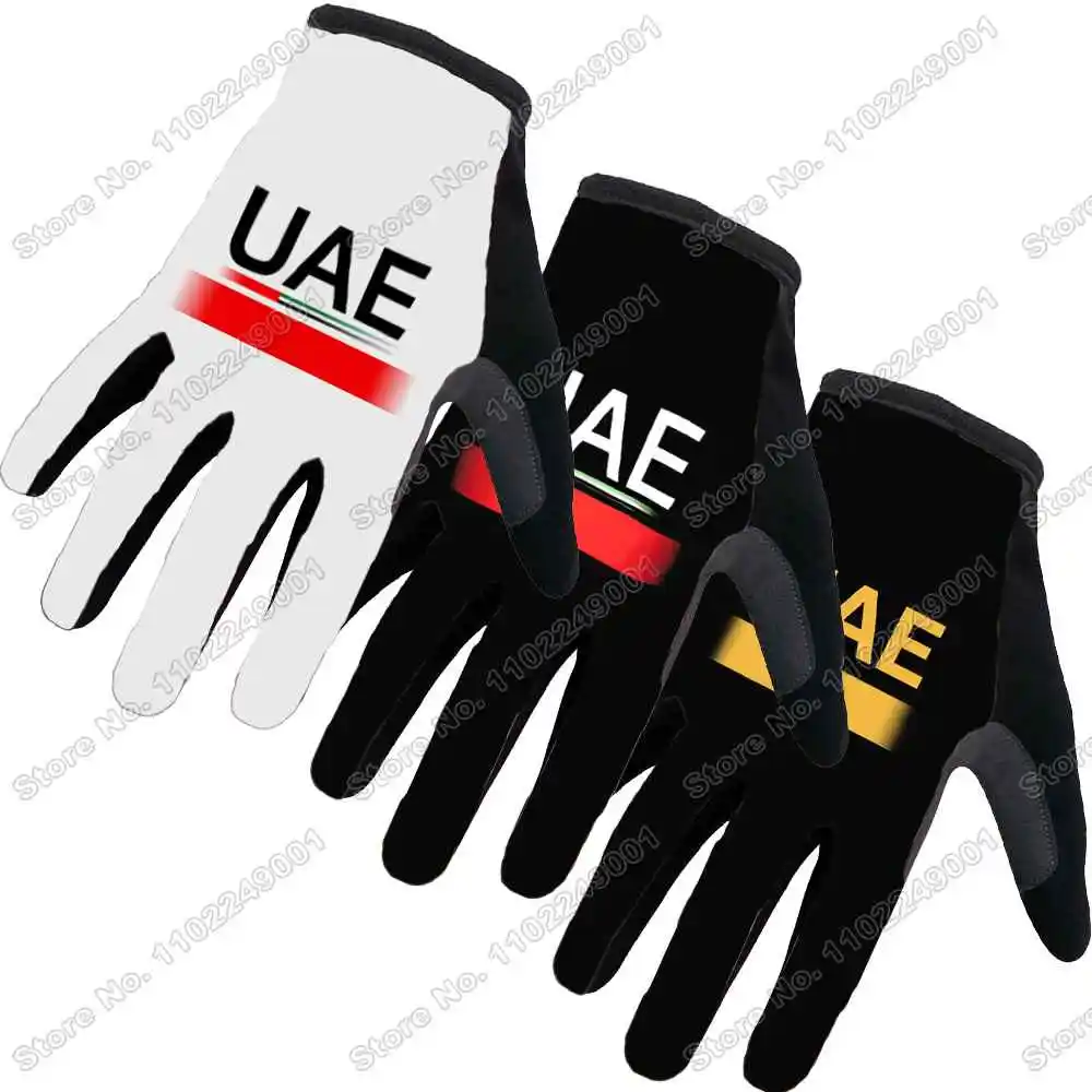 2024 UAE Team Cycling Gloves White Black Autumn Winter Full Finger Gel Bike Glove Road Cycling Jersey Guante Ciclismo Maillot