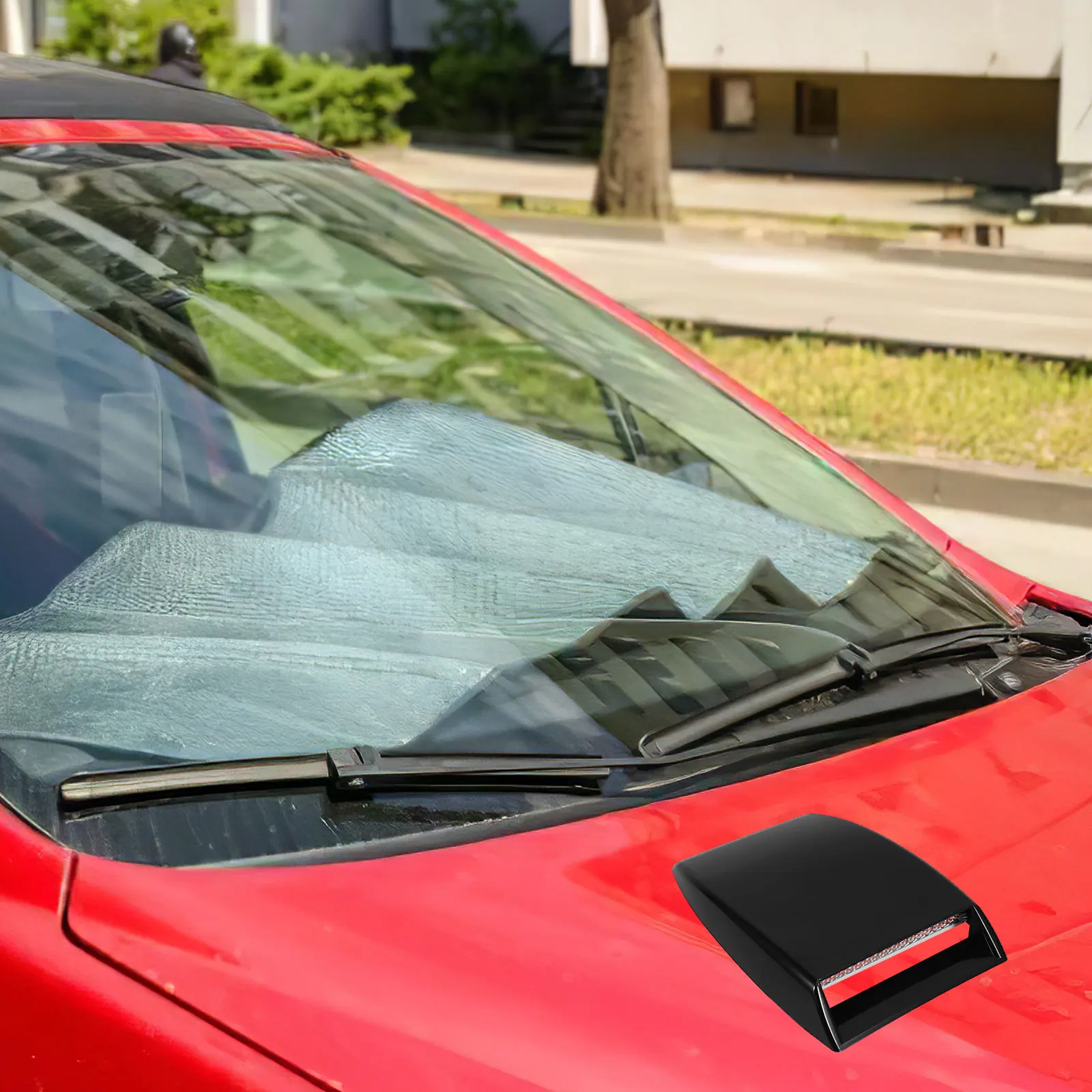 

Car Hood Scoop Black Universal Racing Air Flow Intake Bonnet Vent Grille Cover Durable Sticky Tape Easy Install for Car Roof