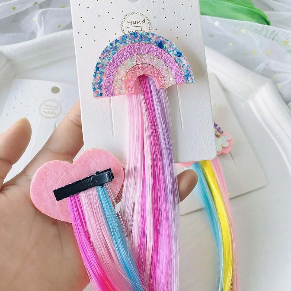 

Hair Clips Unicorn Colorful Wigs Hair Clip Kids Gift Girls Birthday Party Decoration Favors Rainbow Headwear Braids Accessories