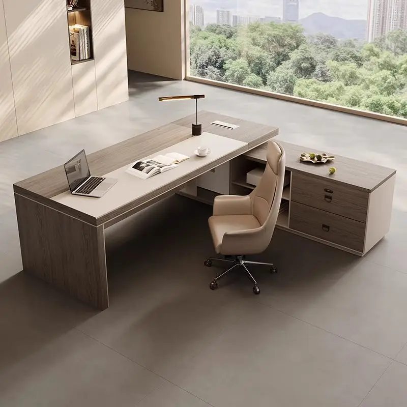 Boss desk simple modern office supervisor desk manager president short cabinet table and chair combination office furniture