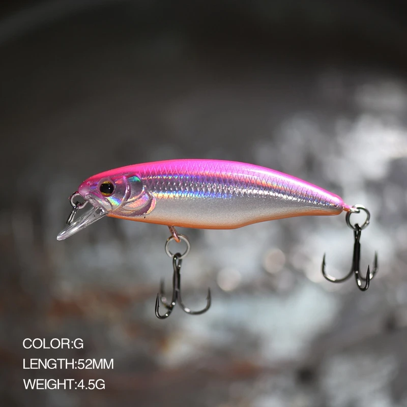 Japońskie przynęty wędkarskie typu sinking minnow, 52mm 4.5g, jerkbait, na okonia, szczupaka, karasie, wobler, swimbait, profesjonalne twarde przynęty. — zdjęcie 7
