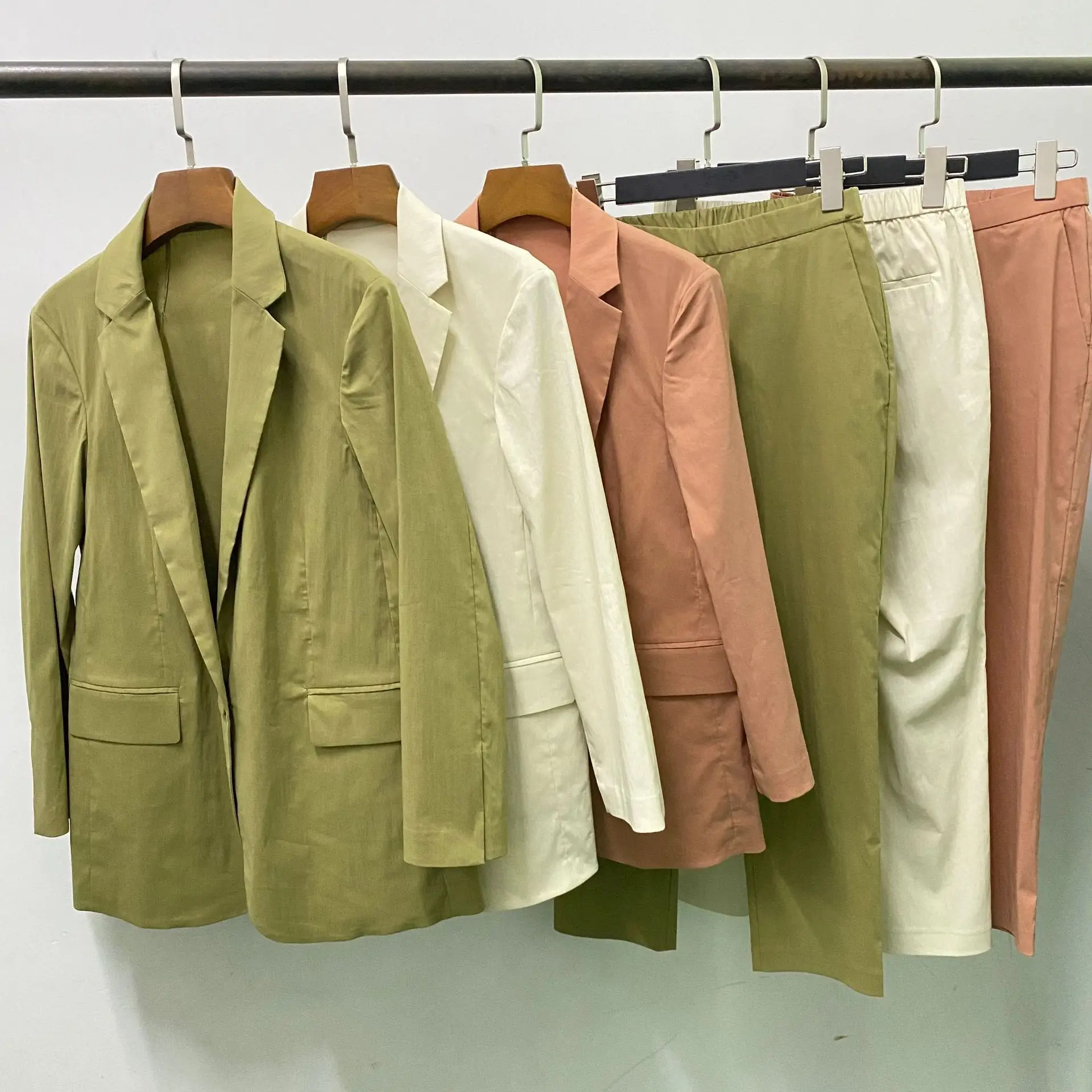 

Dave&di Tri Color Woven Linen Suit Set, Single Button Suit, Nine Point Casual Pants Woman Clothes Pant Sets New Two Piece Set