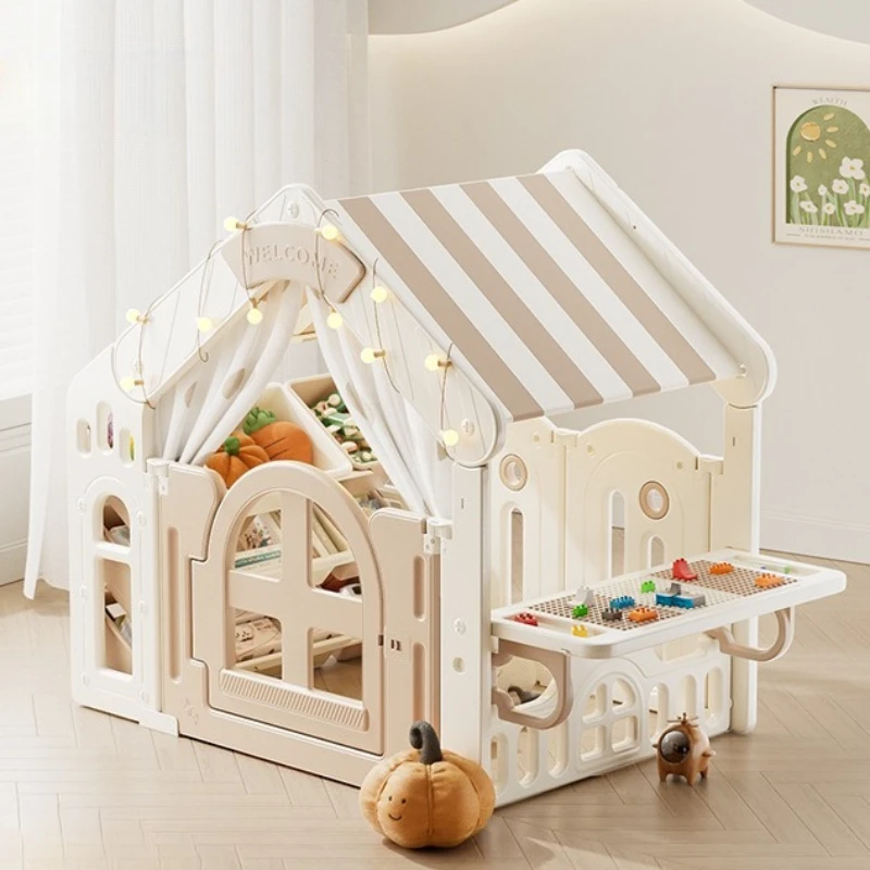 Tente multifonctionnelle pour enfants, avec support de rangement, bloc de construction, Table d'intérieur pour petites maisons pour filles, maison de jeu, cabine en plastique