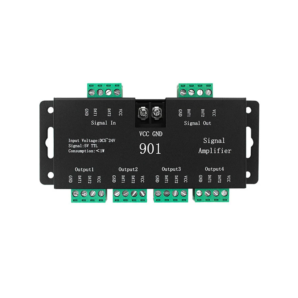 SP901E SPI Signal Amplifier For Pixel WS2811 WS2812B Strip Pixel RGB LED Strip Signal Repeater Dream Color Tape DC5-24V