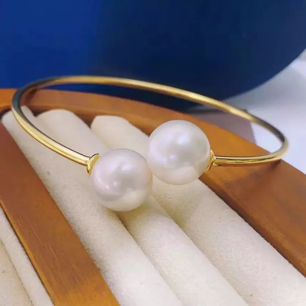 Gorgeous and beautiful AAA10-11mm 11-12mm round South Sea white pearl bracelet 925S