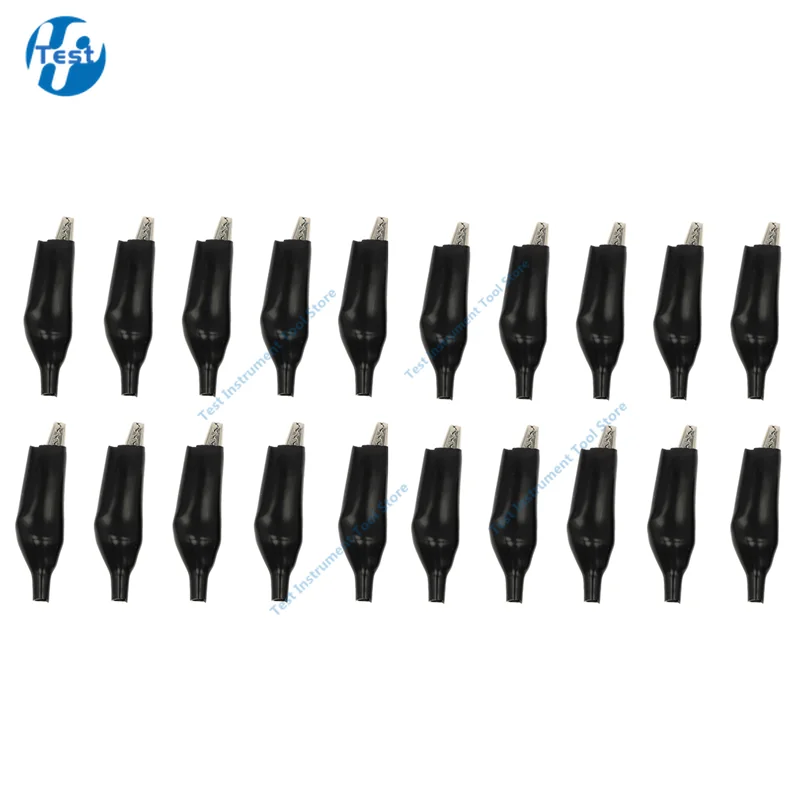 20 Pcs 28MM Black Red Yellow Blue Green White Soft Plastic Coated Testing Probe Mini Alligator Test Clips