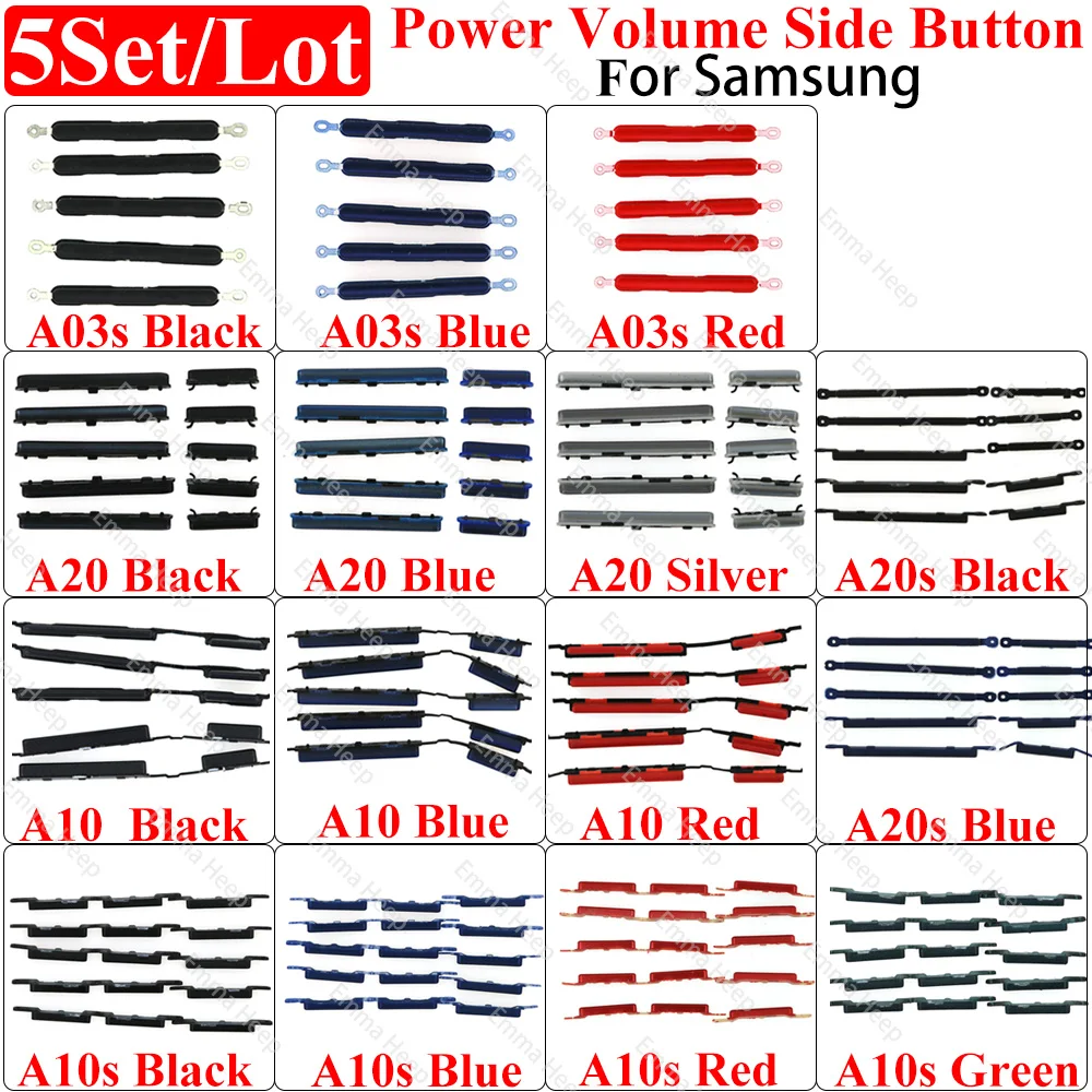 5set for Samsung A03S A10 A10S A20 A20S Power Volume Side Button Key Phone Housing On Off Up Down Replace Repair Parts