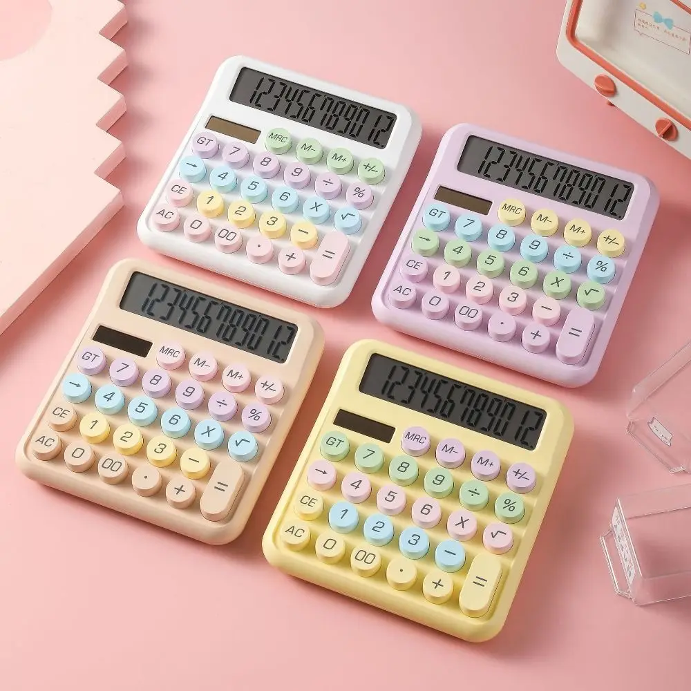 Multifunction Desktop Calculator Candy Color LCD Display Math Calculator 12-Digit School Office Supplies Accounting Calculator