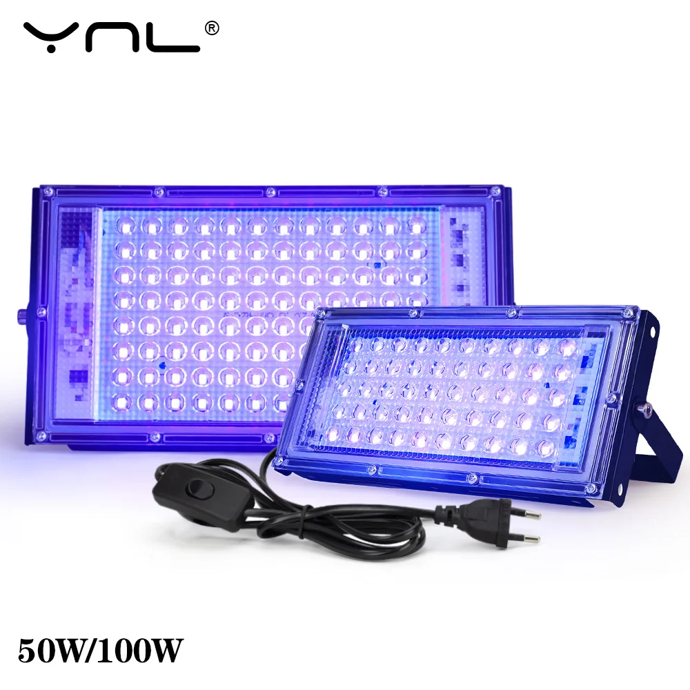 Led UV Floodlight 395nm 400nm 220V Waterproof 50W 100W Fluorescent Party Disco Stage Light Ultravilet Lamp LED Stage Blacklight