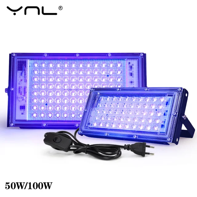 Reflektor Led UV 395nm 400nm 220V wodoodporny 50W 100W fluorescencyjny Party Disco światło sceniczne lampa ultrafioletowa LED Stage Blacklight