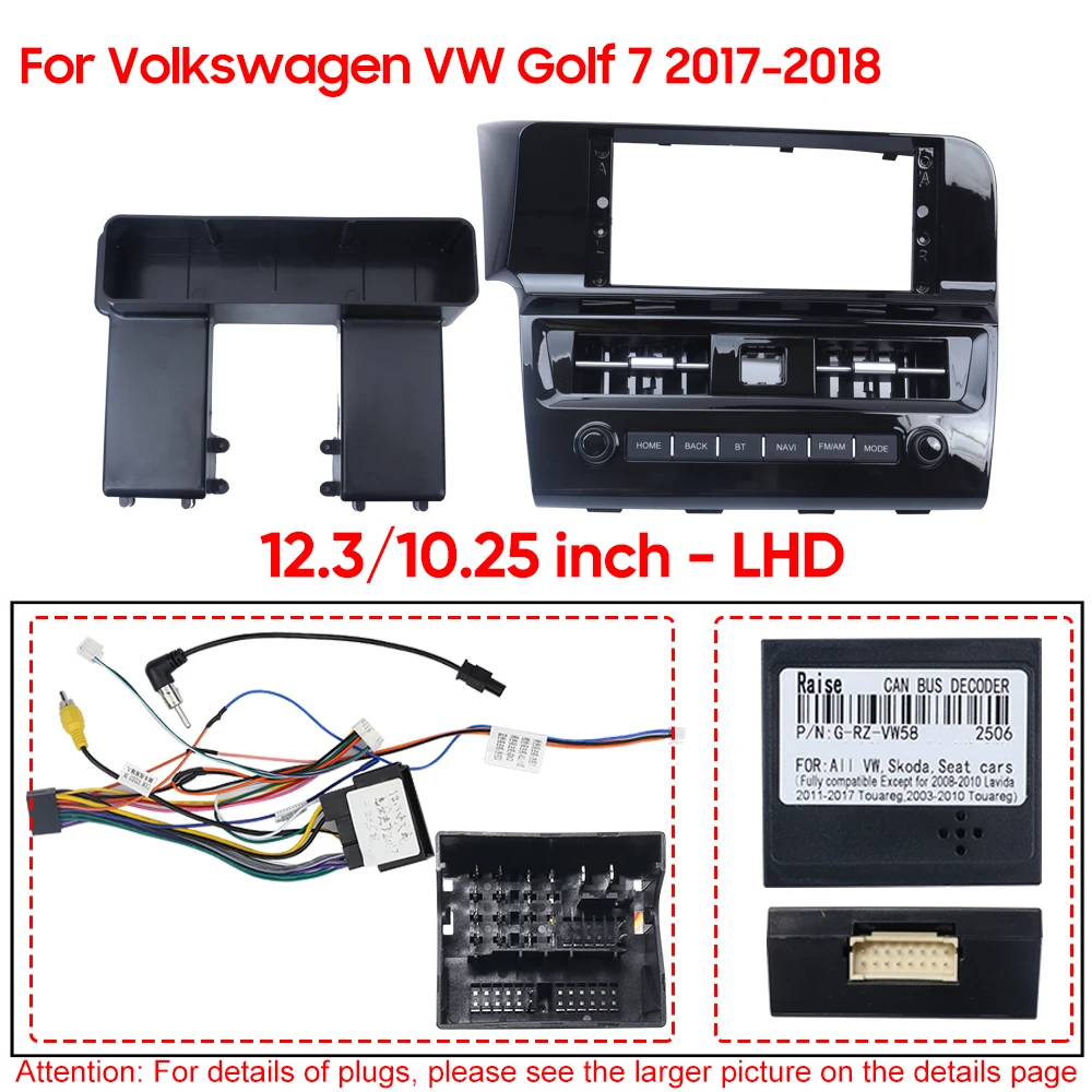 

For Volkswagen VW Golf 7 2017-2018 LHD 12.3/10.25" Car radio Dashboard Refitting Installation Frame Stereo Panel Dash Mount Kit