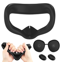 Silicone Cover Set Face Cushion Light Blocking Face Pad Cover with Len Cover & Thumb Stick Caps for Meta Quest 3S VR Accessories
