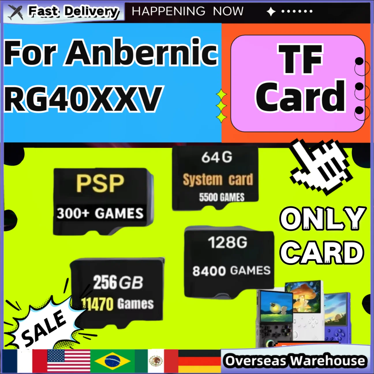 Tf Card For Anbernic RG40xxv Retro Handheld Game Console Memory Card Video Game Consoles Support Output Linux System Game Gifts