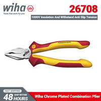 Wiha 26708 Combination Pliers Insulated Electrician 1000V Tools with DynamicJoint and OptiGrip Extra Long Cutting Edge 180 mm