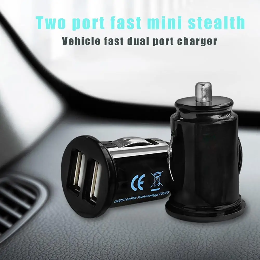 12v Car Charger Dual USB Mini Phone Charger Dual USB Electronic Car Charger Usb Car Adapter Car Interior Accessories