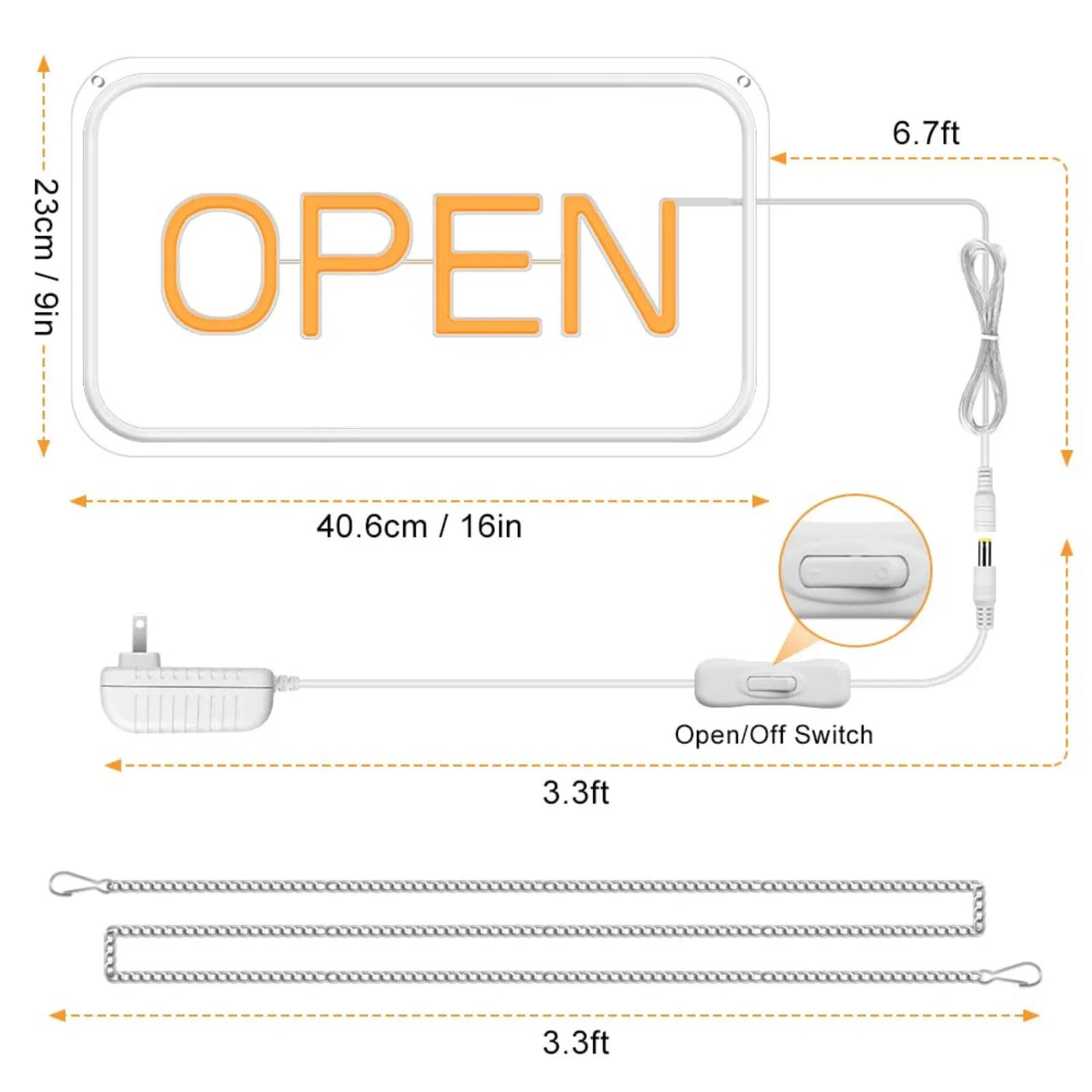 LED Neon Open Sign, Sinais luminosos de negócios, Sinais elétricos suspensos, Iluminação eletrônica para lojas, Escritórios, Snack Shops