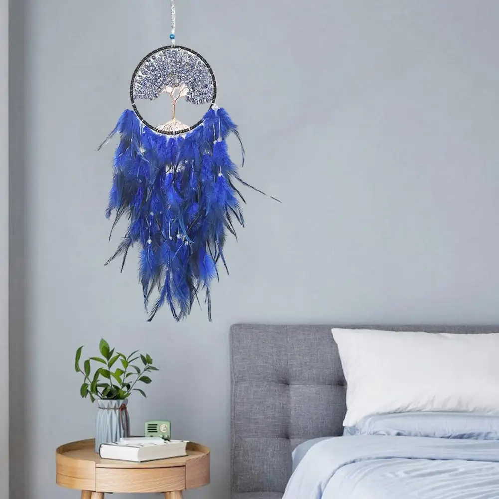 Wall Art Dreamcatcher Wall Art Ornament Boho Style Dream Catcher Pendant with Colorful Feathers Lanyard Design for Wall Hanging