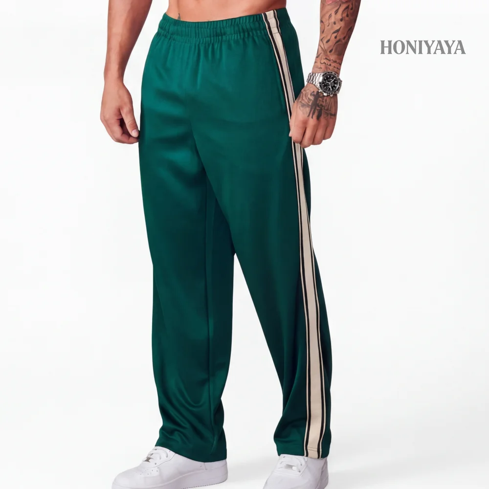 

Мужские спортивные брюки с боковыми полосками, эластичным поясом и шнурком, повседневные брюки для бега