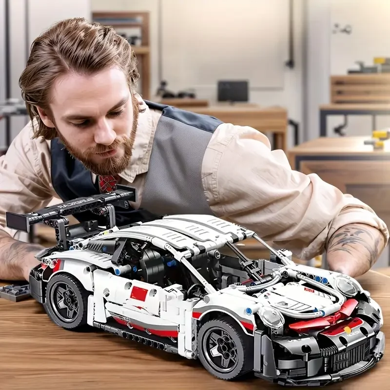 مجموعة ألغاز ثلاثية الأبعاد لسيارة السباق البيضاء مكونة من 125 قطعة - مجموعة بناء نماذج رائعة يمكنك صنعها بنفسك، مناسبة لهدايا أعياد الميلاد والعطلات #1