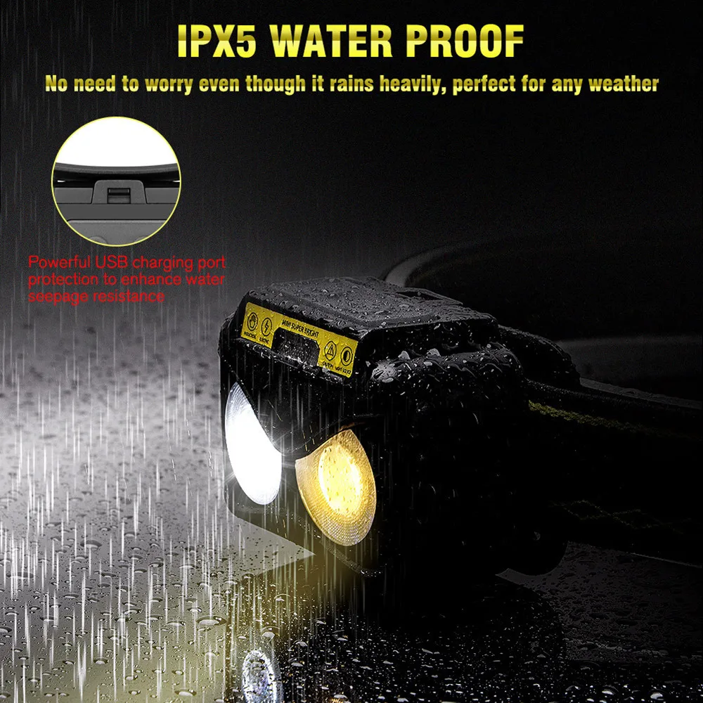 

High Power XPG+COB LED Headlamp USB Rechargeable Sensor Head Waterproof Torch Fishing Camping Lantern Night Running Flashlight