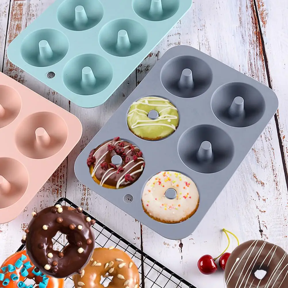 Silicone Baking Pan For Pastry Donuts Silicon Form Doughnut Mould DIY Cake Chocolate Dessert Bakery Tools 6 Full-Size Doughnuts