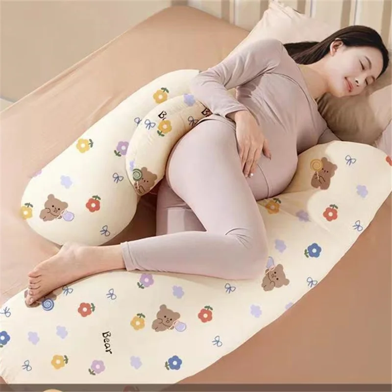 Bantal tidur sisi wanita hamil multifungsi bantal khusus kehamilan bantal hamil empat musim bantal hamil katun Universal