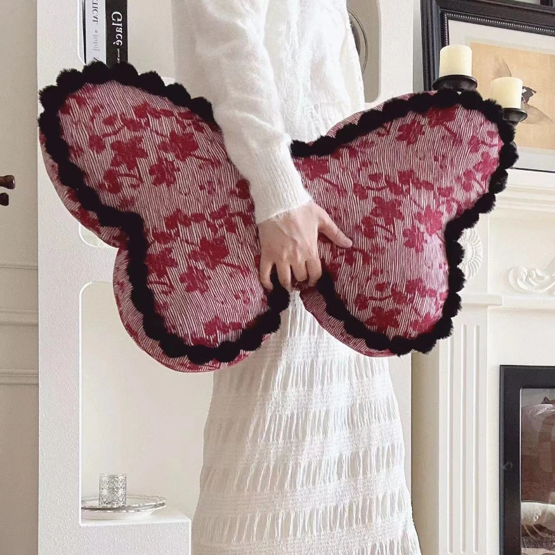 

Creative Girl Heart Butterfly Pillow, Headboard Lumbar Support, Bedroom Pillow, Chair Cushion Home Textile and Furniture