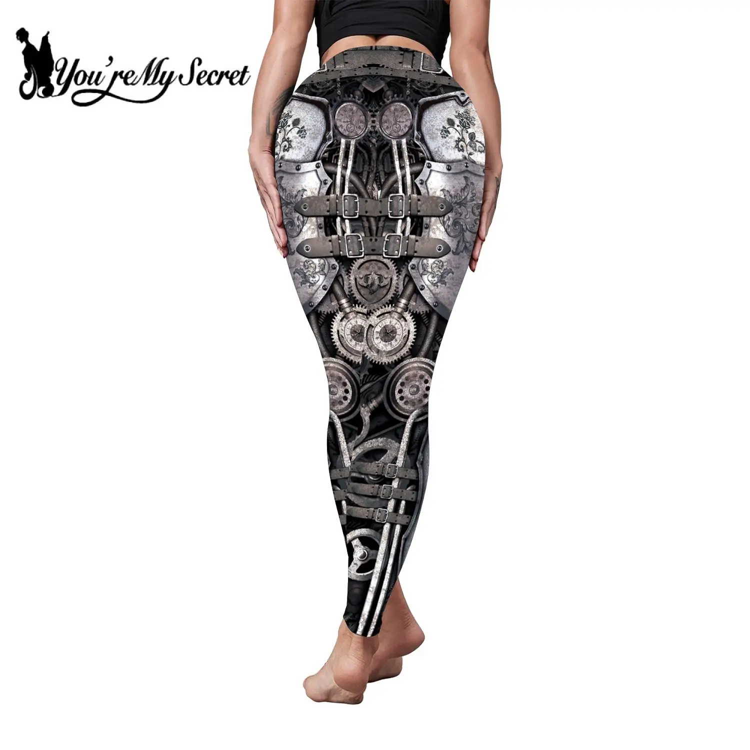 Você é meu Secret-3D leggings impressos para mulheres, calças de treino, vintage, engrenagem mecânica, steampunk, fitness, sexy, fino