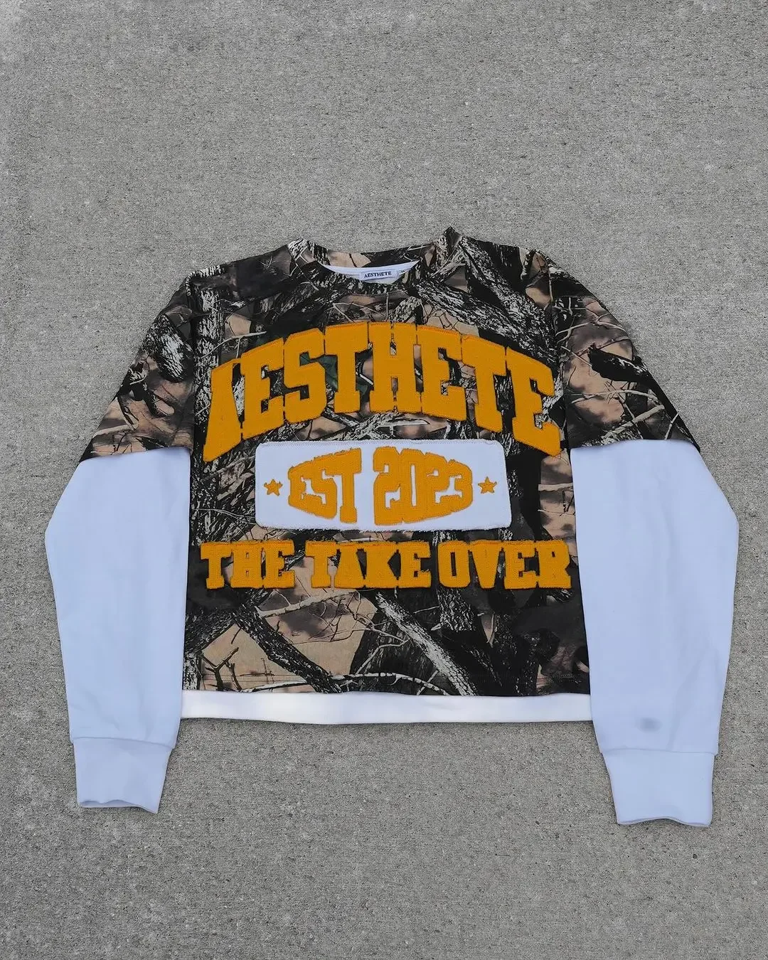 American street Harajuku print camouflage long sleeve pullover men long sleeve Y2K loose letter print oversized T-shirt