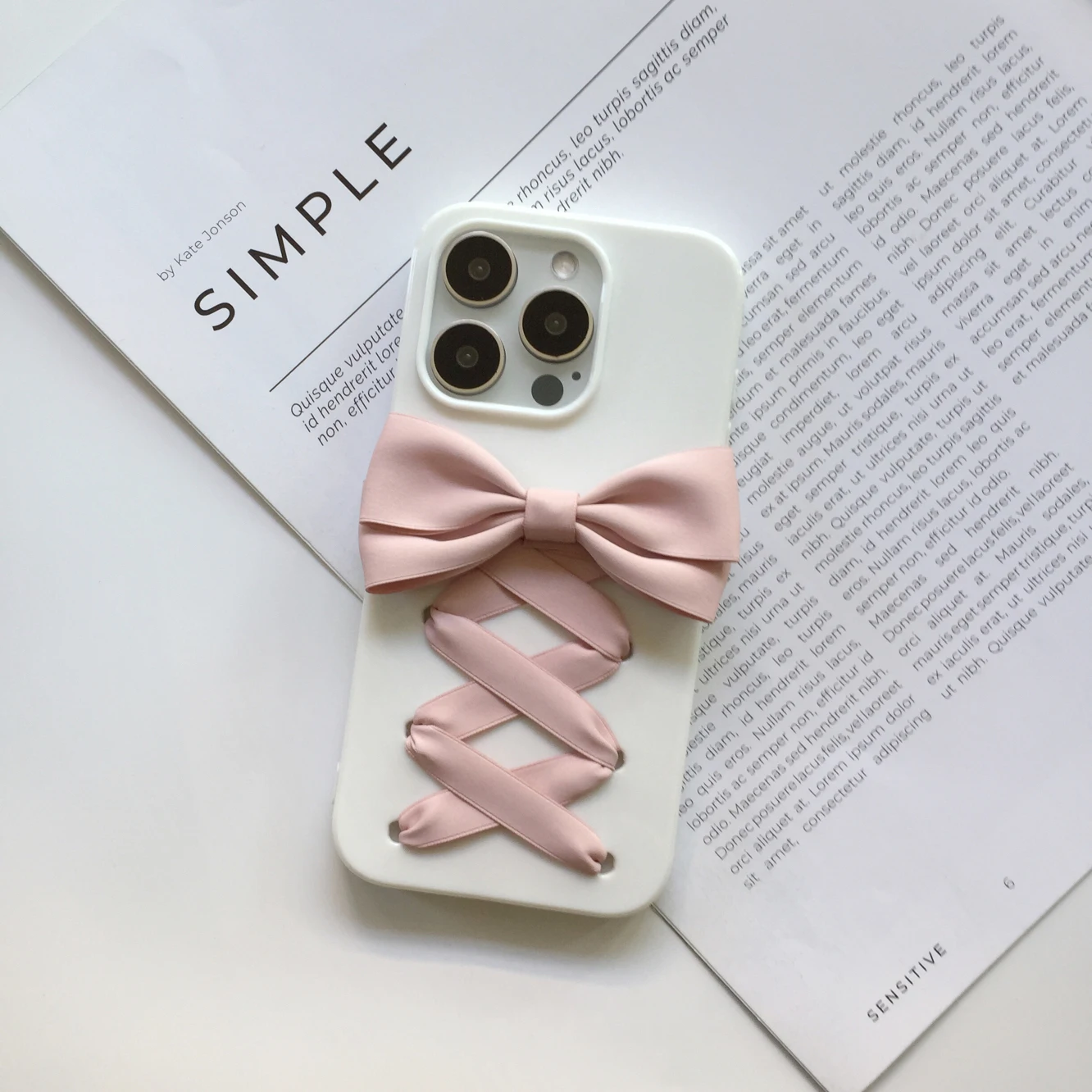 Harajuku Y2K Silicone Case for Apple iPhone 16 15 11 13 12 14 Pro Max Bowknot Sweet Girl Lolita Phone Case Ribbon Handmade Cover