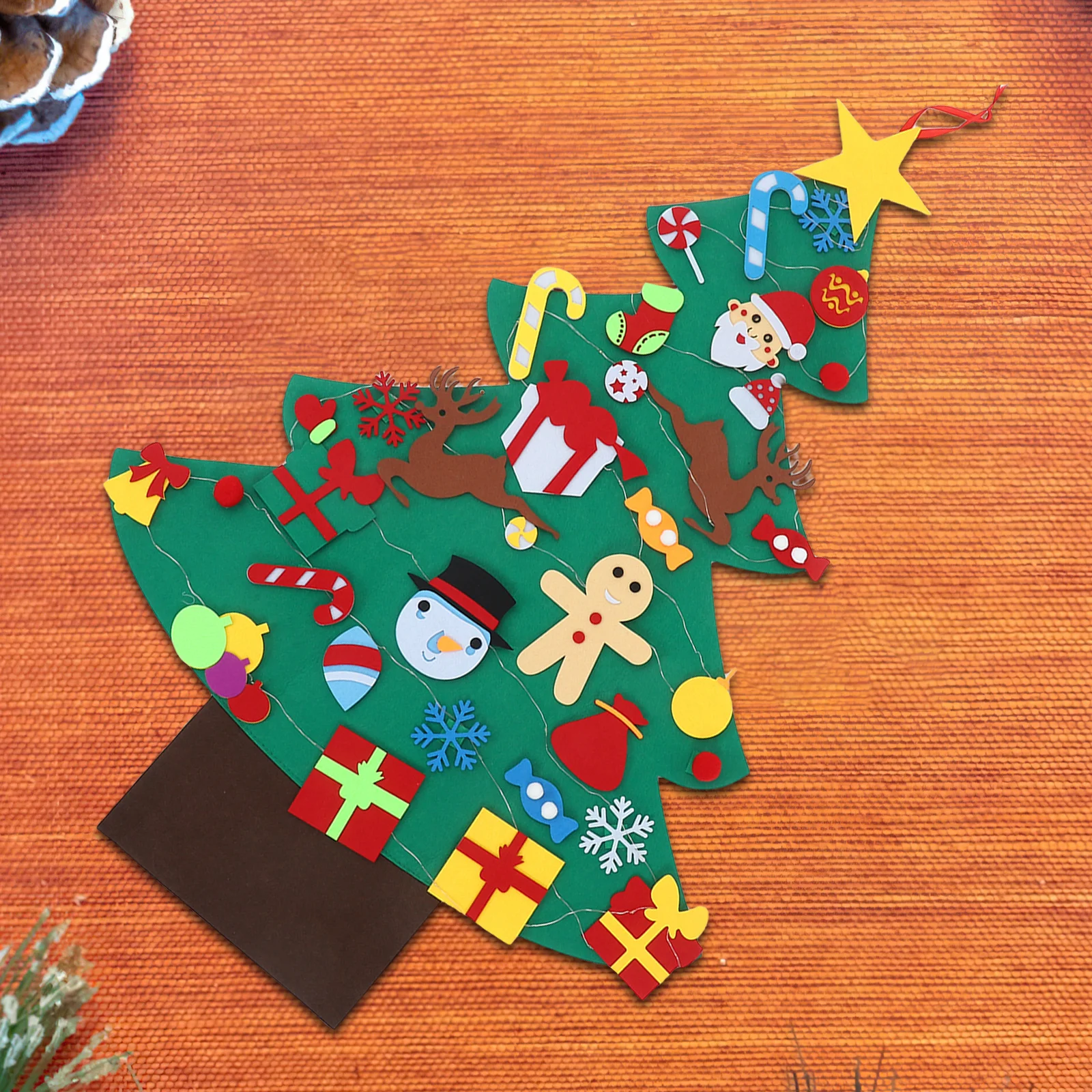 

DIY Felt Christmas Tree Kit Ornaments Lights Wall Hanging Interactive Xmas Montessori Craft Home Classroom Decor