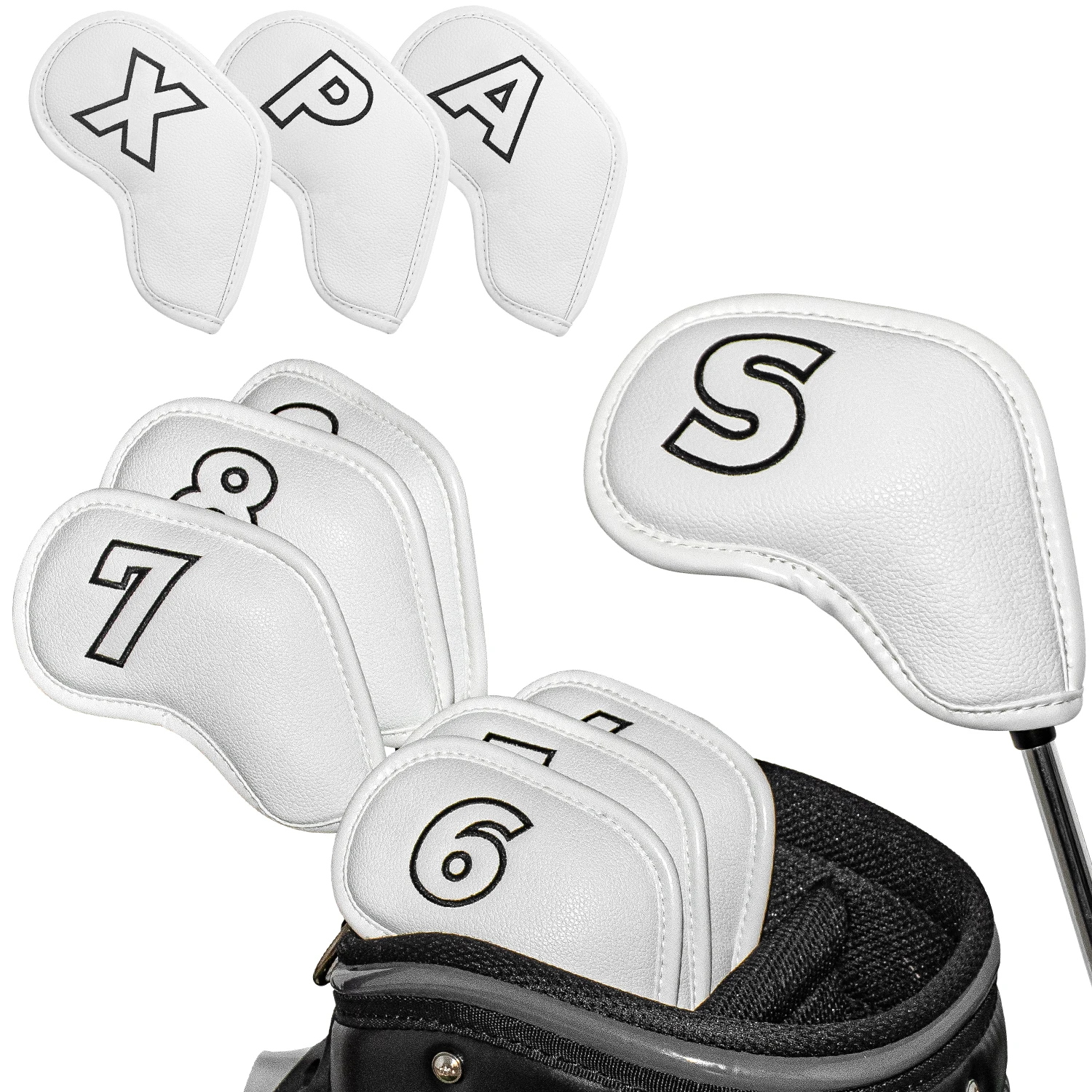 10pcs Golf Headcovers Suitable for All Brands - Double-Sided Fit, Compatible for Left/Right-Handed, Irons, Woods, Putters