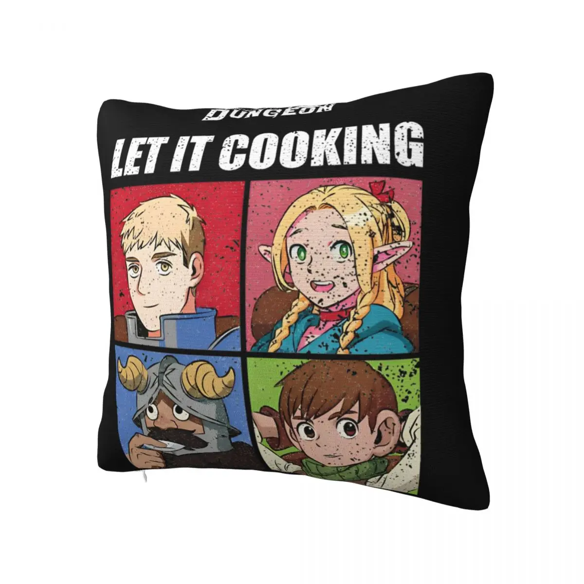 LEI IT COOKING Pillowcase Printing Fabric Cushion Cover Delicious In Dungeon Meshi Throw Pillow Case Cover Bedroom Square 45*45