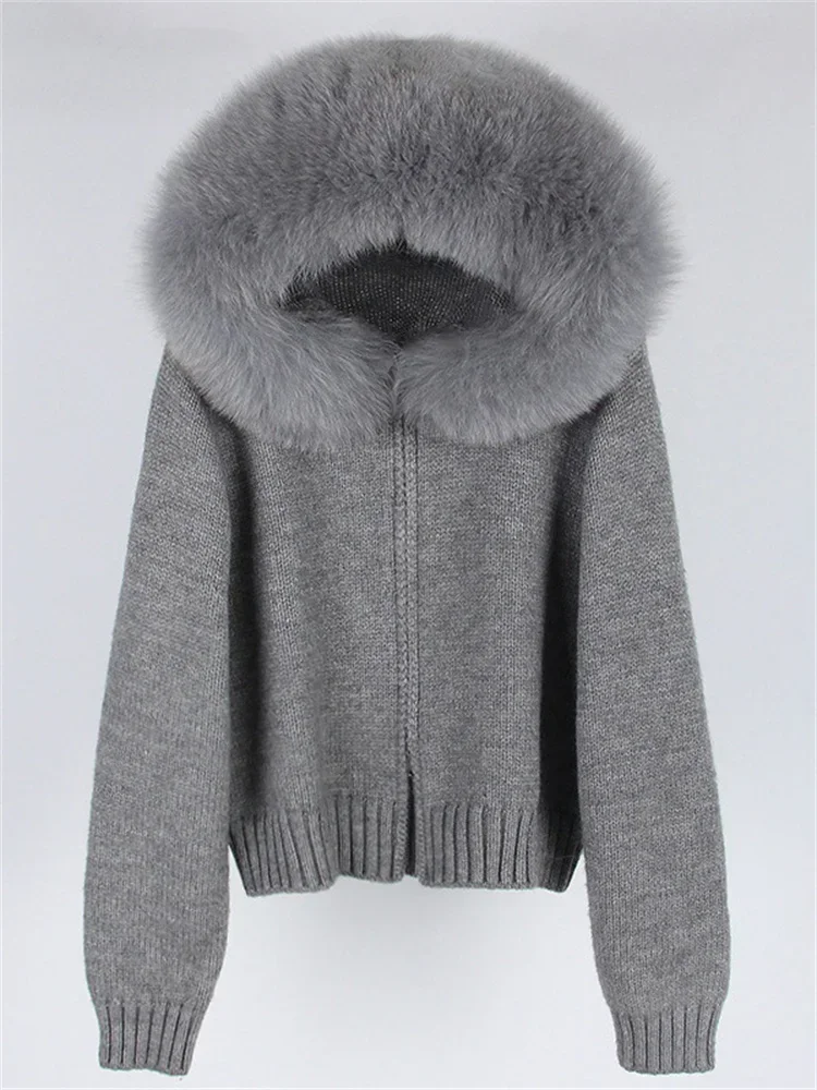 Winter Luxury Warm Fur Feather Cardigan Female Zipper Casual Patchwork Hoodie Knitwear Outwear Women's Faux Fur jacket New