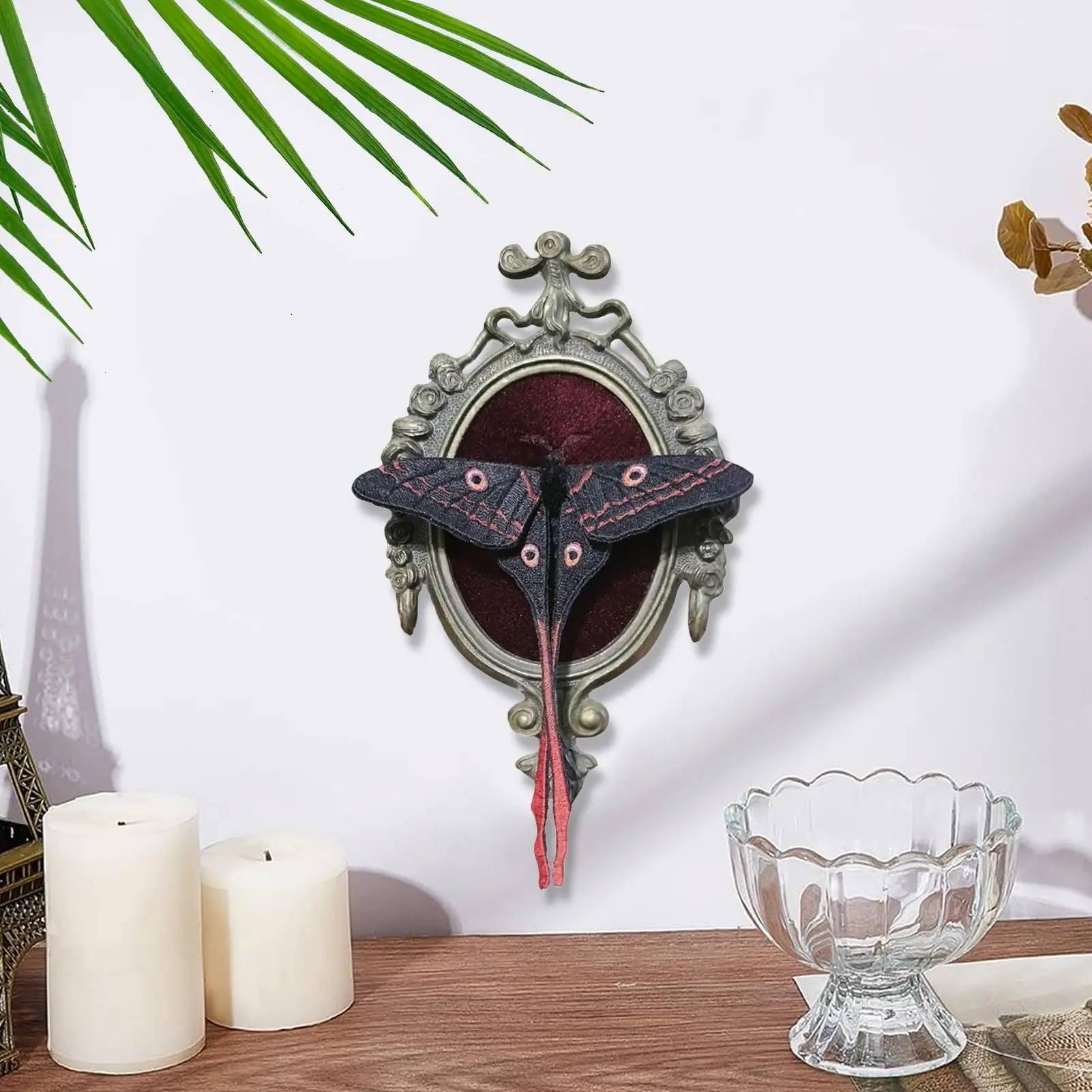 2D flat Moth Wall Art Gothic Decor With Adjustable Wings For Halloween Home Living Room Bedroom Indoor Farmhouse Parties