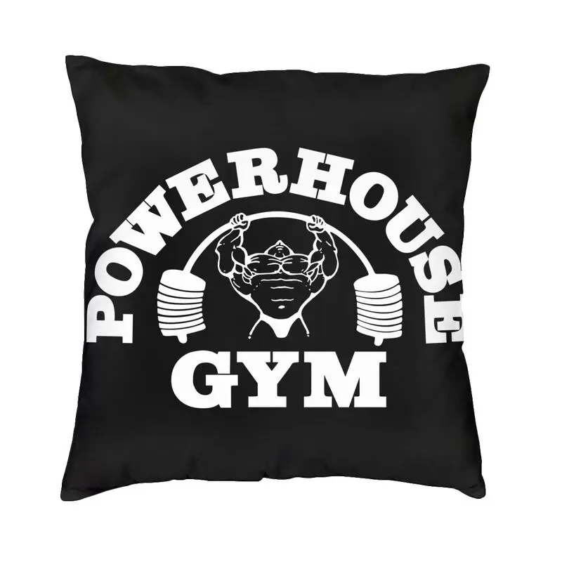 Powerhouse Gym Logo Square Pillow Cover Home Decor Bodybuilding Fitness Cushion Cover Throw Pillow Sofa Double-sided Printing