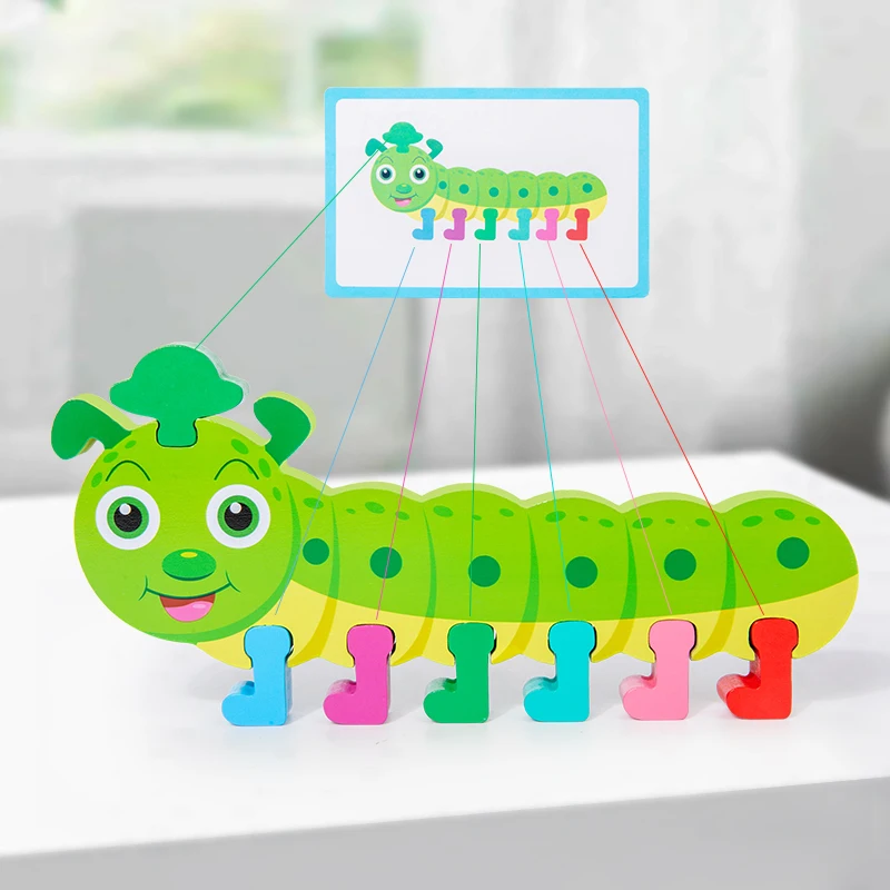 Wooden Caterpillar Montessori Creative Toy Color Matching Game Kid Fine Motor Skills Educational Toy Hand Eye Coordination Gifts - Image 4