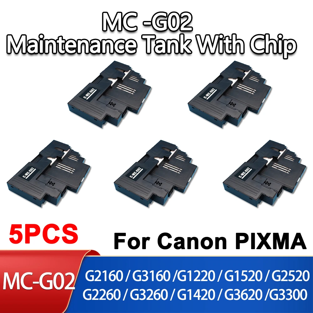 

5 шт. MC-G02 MC G02 коробка для обслуживания чернил для Canon PIXMA G1020 G2020 G3020 G1220 G2160 G2260 G3160 G3260 G1420 G6091 с чипом