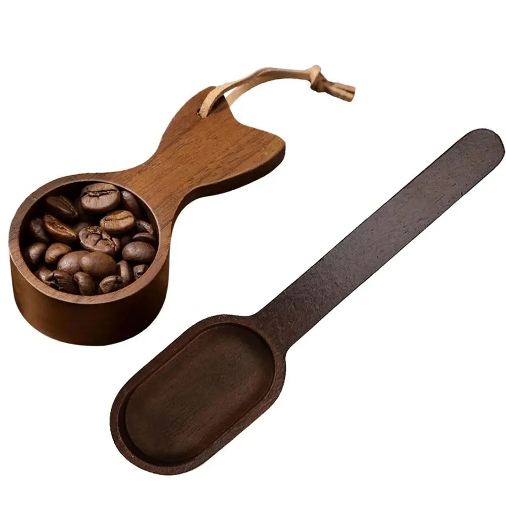 

Fishtail Design Wooden Coffee Spoon Short/Long Handled Portable Coffee Bean Scoop with Leather Lanyard Comfortable Grip