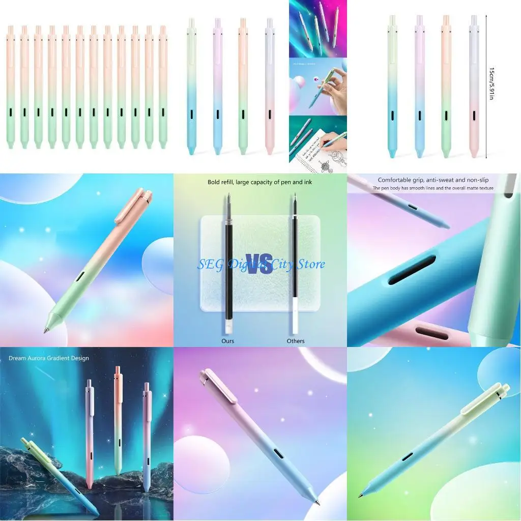 

U75B 12Pcs Quick Drying Retractable Gel Pen 0.5mm Fine Point, Gel Pen Smooth to Write for Writing Drawing Noting Journaling