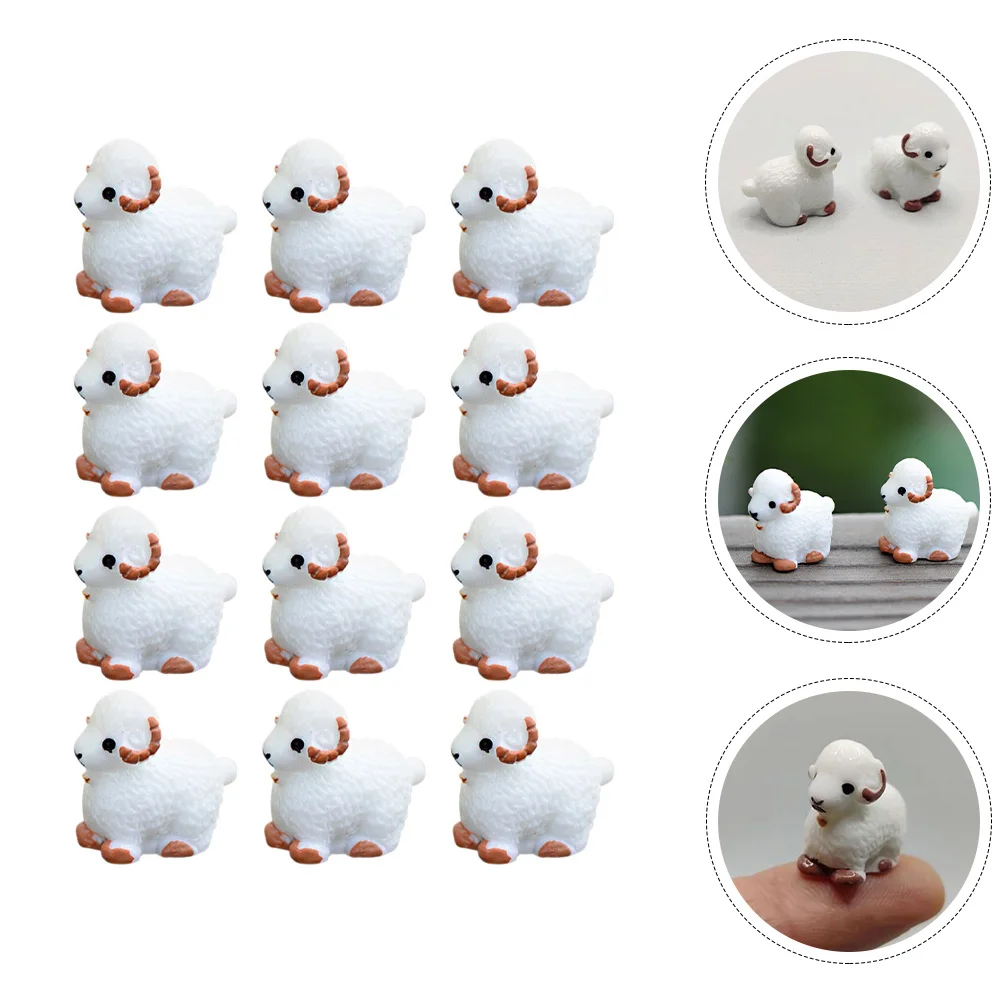 

12Pcs Tiny Sheep Garden Decor Outdoor Plant Scene Ornament Weather Resistant Bonsai Mini Adornment Micro Landscaping Props
