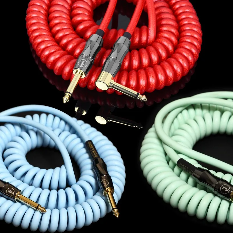 KGR Guitar Spring Cable Noise Reduction Shielded Telephone Cable 6m 10m Telephone Instrument Cable Audio Connection Cable