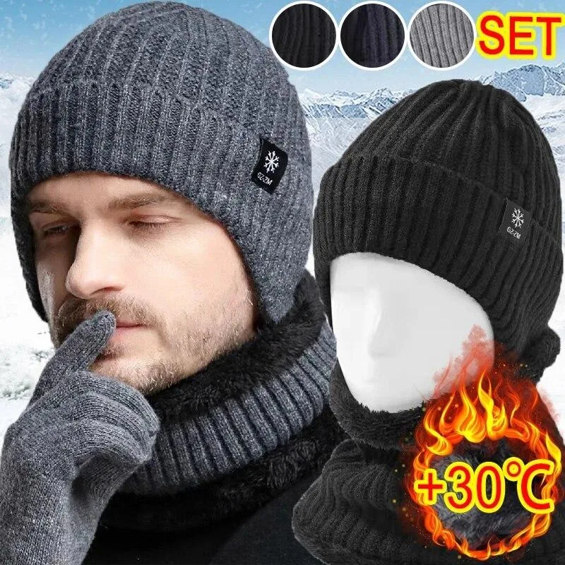 Herren Winter-Strickmütze, Plüsch-Wärme, Schirmmütze, Outdoor-Ohrenwärmer, lässige Mode, mit Kunstfell gefütterte Mütze, Ohrenschutz beim Radfahren – Detail 1
