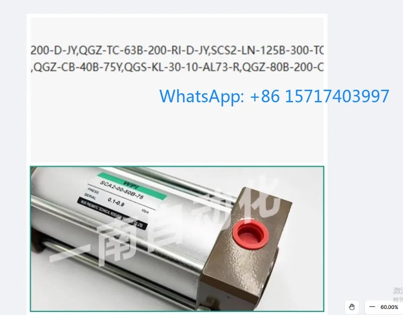 Cilindro estándar WPI QGZ-TC-63B-200-RI-D-JY QGZ-TC-63B-200-D-JY Alta calidad