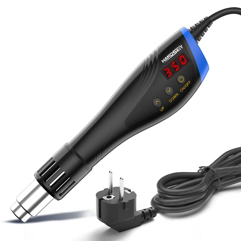 Heat Gun 600W Portable Hot Air Gun Variable Temperature Cooling Window LCD Display Ceramic Heating Thermal Blower With 7 Nozzles