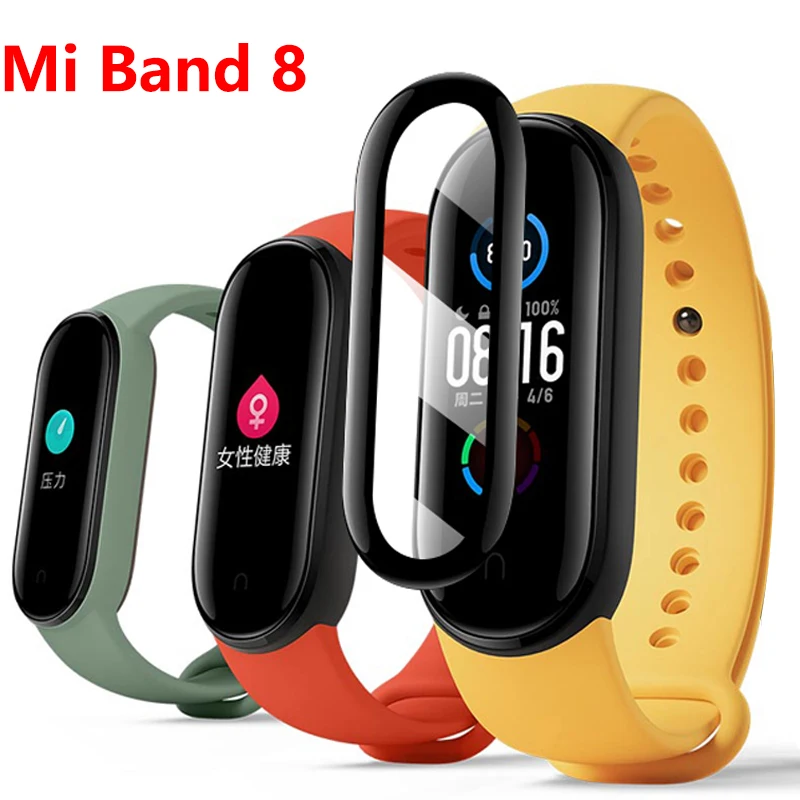 3Pcs Screen Protector for xiaomi mi band 8 7 6 Protective Glass Miband 4 Full Curved Edge Scratch-resistant xiomi mi band 3 4 5