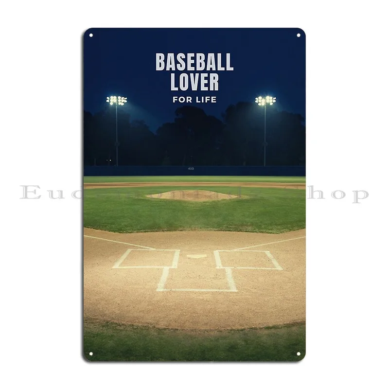 Baseball Field And Lights On With Quote For Baseball Fans Metal Sign Garage Party Printing Cinema Kitchen Tin Sign Poster